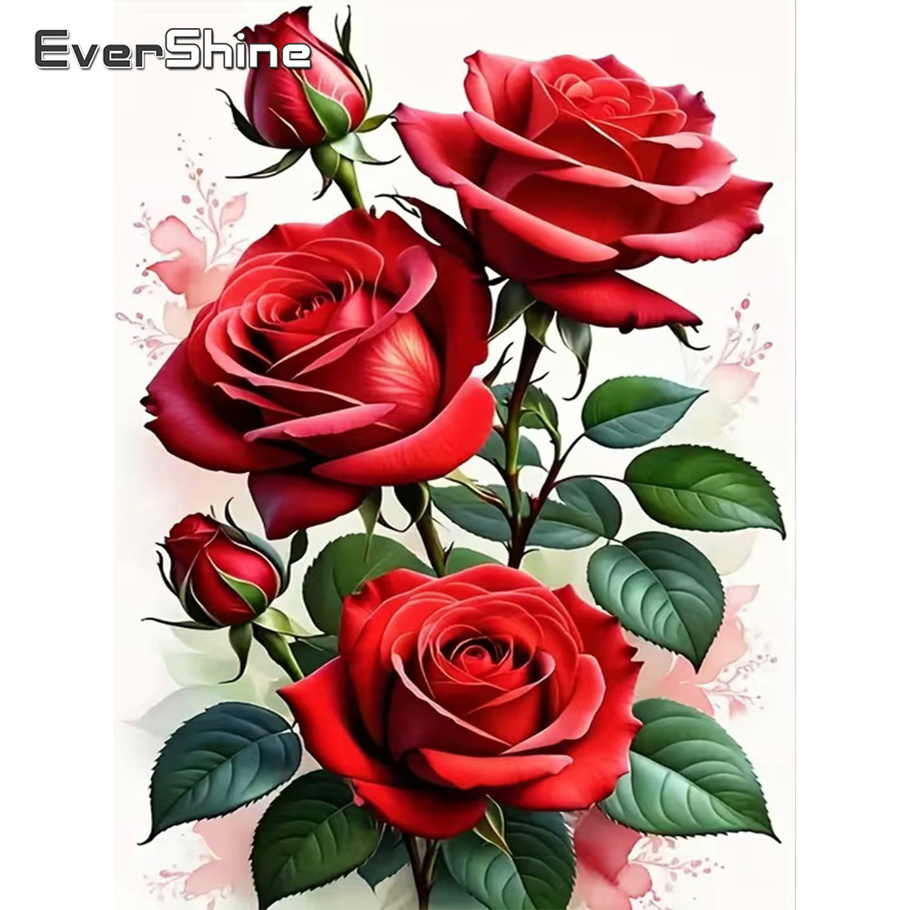Resin Art With Rose - Evershine Diamond Mosaic Flower Cross Stitch