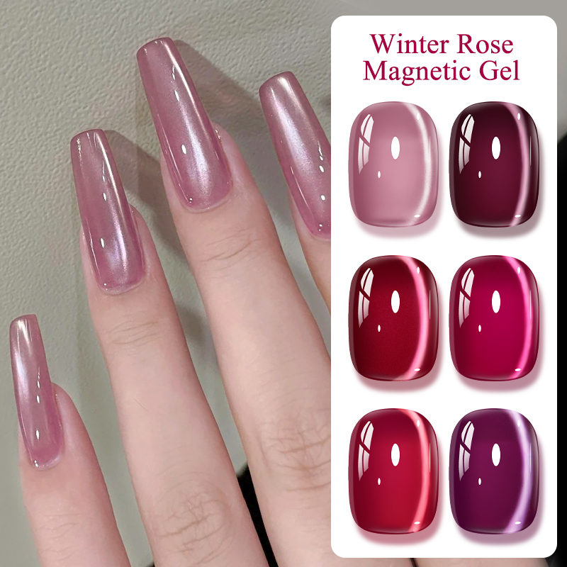 Resin Art With Rose - Pink Winter Rose Cat Magnetic Gel