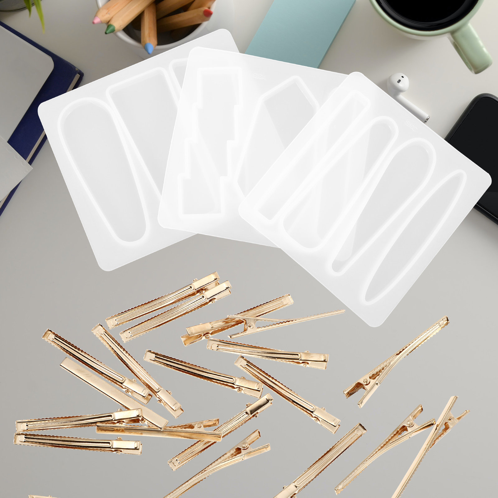 Resin Art Diy - 1Set Silicone Hair Clips Mold DIY