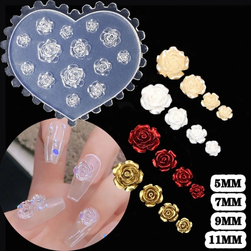 Resin Art With Rose - 3D Rose Flower Nail Art Decorations