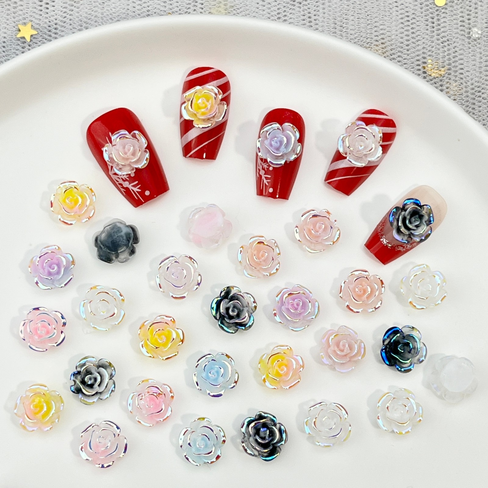 Resin Art Rose Petals - 50PCS 7 Colors Of Aurora-Effect Rose