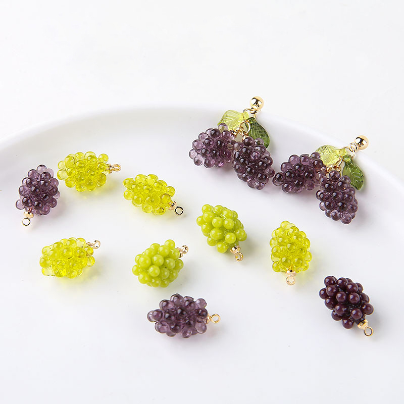 Resin Art Calligraphy - 6pcs Cute Little Grapes Resin Charms