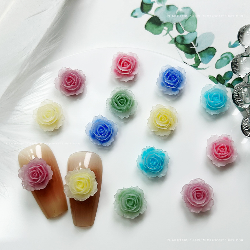 10pcs Exquisite Rose Resin Nai - Resin Art Rose Petals review and price